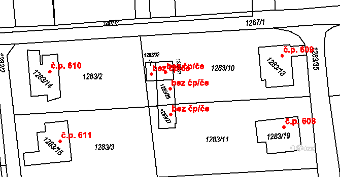 Havířov 38763010 na parcele st. 1283/26 v KÚ Prostřední Suchá, Katastrální mapa