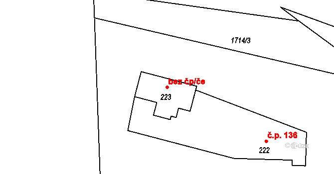 Krásná 40347010 na parcele st. 223 v KÚ Krásná pod Lysou Horou, Katastrální mapa
