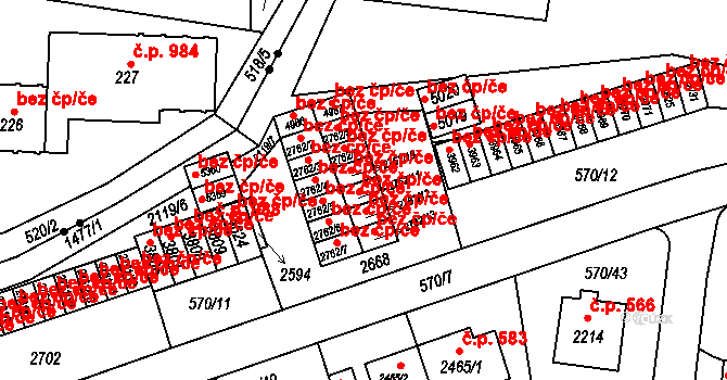Třebíč 44166010 na parcele st. 2762/11 v KÚ Třebíč, Katastrální mapa