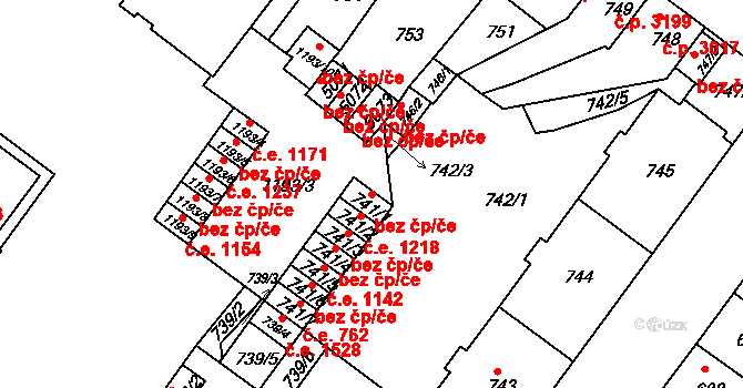 Chomutov 45057010 na parcele st. 741/1 v KÚ Chomutov II, Katastrální mapa