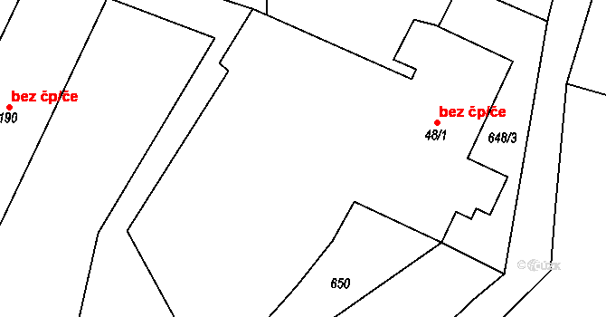 Hanušovice 47725010 na parcele st. 48/1 v KÚ Vysoké Žibřidovice, Katastrální mapa