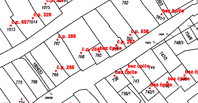 Dolní Bojanovice 50264010 na parcele st. 765 v KÚ Dolní Bojanovice, Katastrální mapa