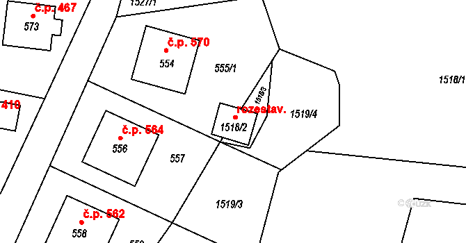 Jablůnka 51323010 na parcele st. 1518/2 v KÚ Jablůnka, Katastrální mapa
