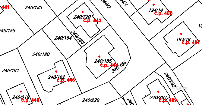 Boršov nad Vltavou 444 na parcele st. 240/185 v KÚ Boršov nad Vltavou, Katastrální mapa
