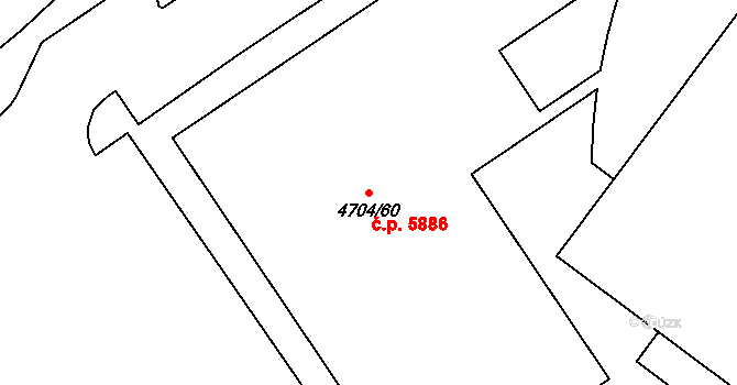 Chomutov 5886 na parcele st. 4704/60 v KÚ Chomutov I, Katastrální mapa