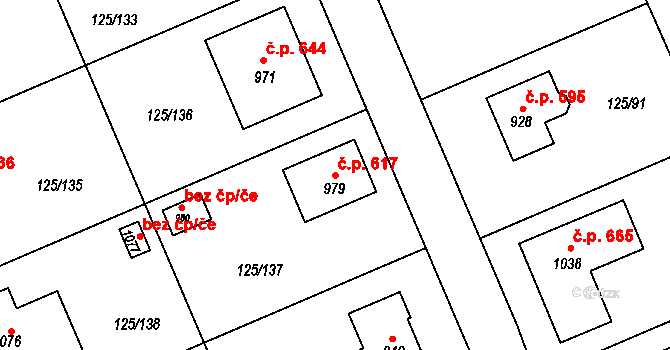 Osnice 617, Jesenice na parcele st. 979 v KÚ Osnice, Katastrální mapa