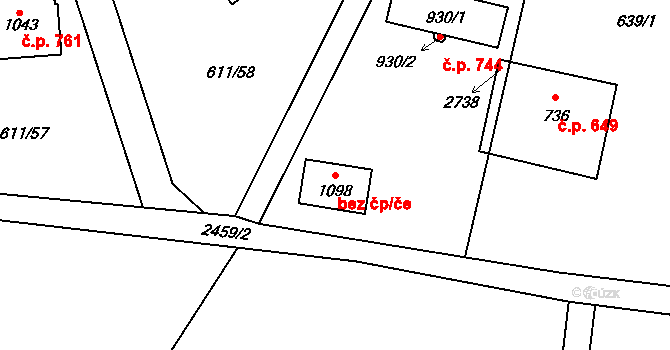 Lučany nad Nisou 81311010 na parcele st. 1098 v KÚ Lučany nad Nisou, Katastrální mapa