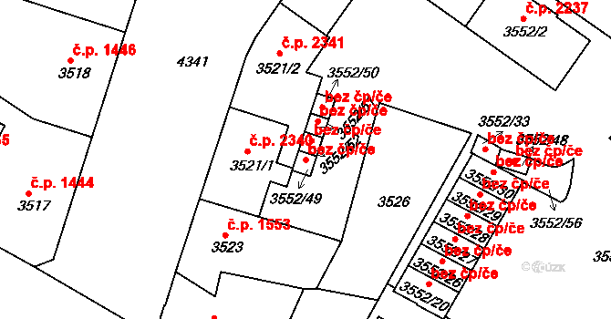 Teplice 88961010 na parcele st. 3552/49 v KÚ Teplice, Katastrální mapa