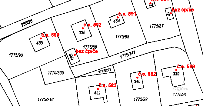 Růžová 583 na parcele st. 432 v KÚ Růžová, Katastrální mapa