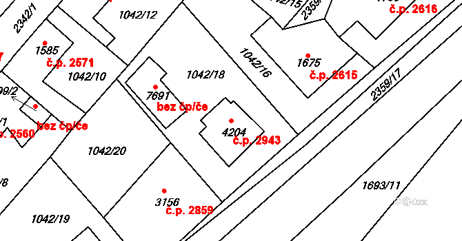 Havlíčkův Brod 2943 na parcele st. 4204 v KÚ Havlíčkův Brod, Katastrální mapa