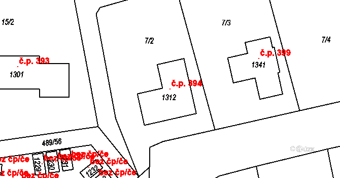 Seč 394 na parcele st. 1312 v KÚ Seč, Katastrální mapa