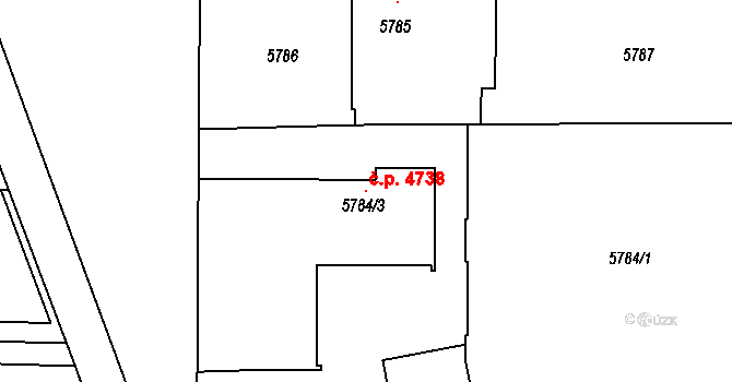 Prostějov 4738 na parcele st. 5784/3 v KÚ Prostějov, Katastrální mapa