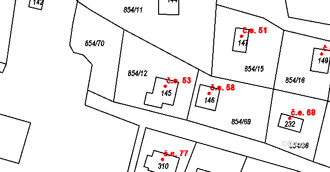Lišice 53, Dolní Lukavice na parcele st. 145 v KÚ Lišice u Dolní Lukavice, Katastrální mapa