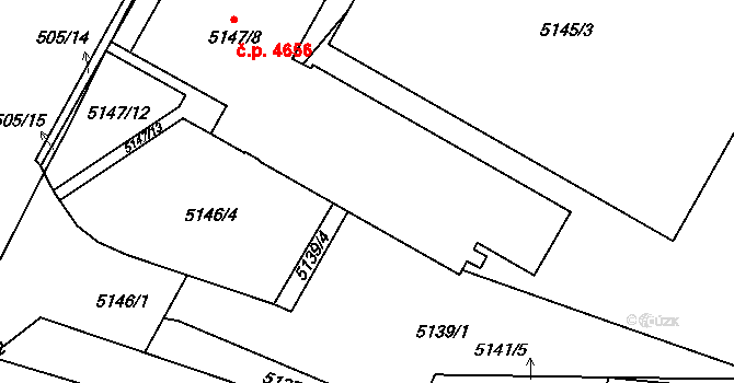 Jihlava 4656 na parcele st. 5147/8 v KÚ Jihlava, Katastrální mapa