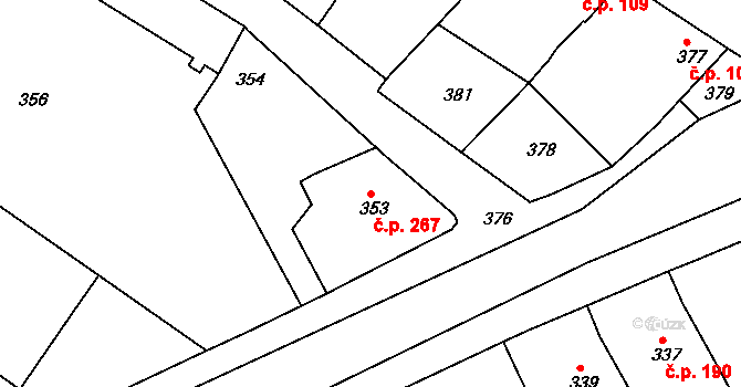 Čejč 267 na parcele st. 353 v KÚ Čejč, Katastrální mapa