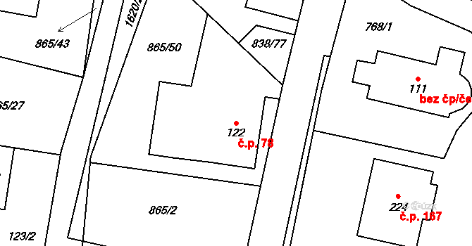 Křišťanovice 78 na parcele st. 122 v KÚ Křišťanovice, Katastrální mapa