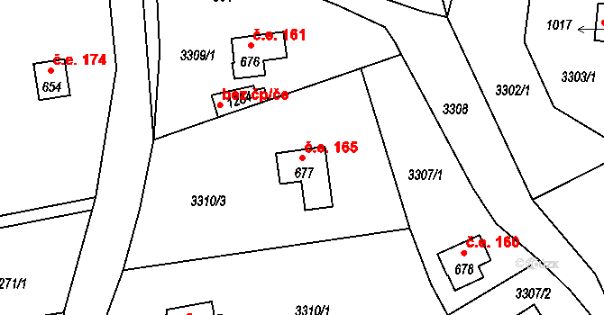 Hvozdec 165, Poříčí nad Sázavou na parcele st. 677 v KÚ Poříčí nad Sázavou, Katastrální mapa