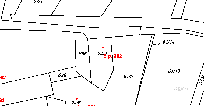 Těptín 902, Kamenice na parcele st. 24/2 v KÚ Těptín, Katastrální mapa