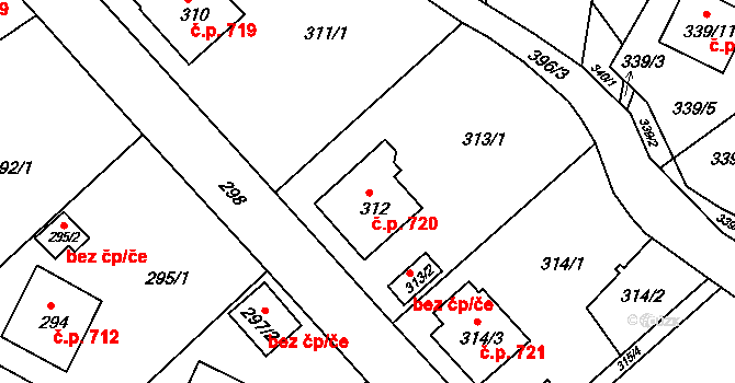Třeboň II 720, Třeboň na parcele st. 312 v KÚ Třeboň, Katastrální mapa