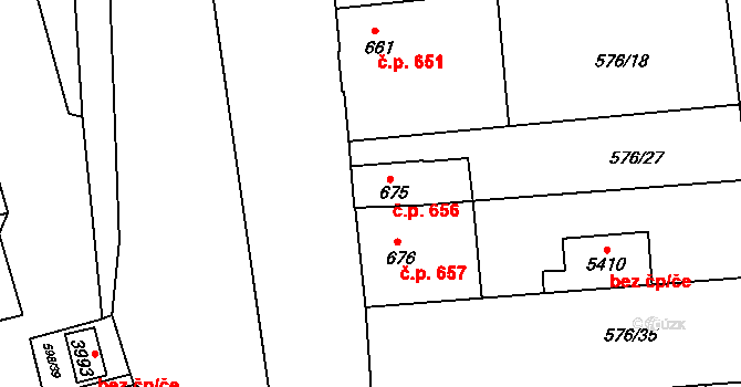 Blansko 656 na parcele st. 675 v KÚ Blansko, Katastrální mapa