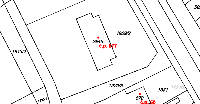 Ostravice 577 na parcele st. 2643 v KÚ Ostravice 1, Katastrální mapa
