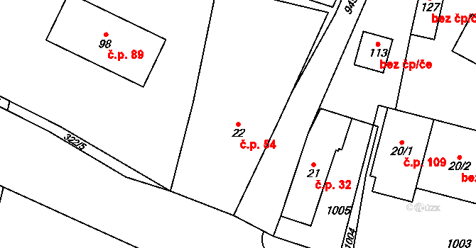 Nepasice 54, Třebechovice pod Orebem na parcele st. 22 v KÚ Nepasice, Katastrální mapa