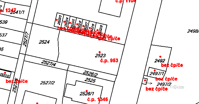 Předměstí 953, Moravská Třebová na parcele st. 2523 v KÚ Moravská Třebová, Katastrální mapa