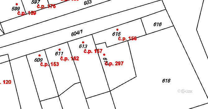 Grygov 297 na parcele st. 617 v KÚ Grygov, Katastrální mapa