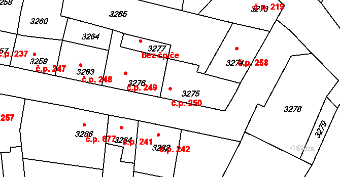 Mimoň I 250, Mimoň na parcele st. 3275 v KÚ Mimoň, Katastrální mapa