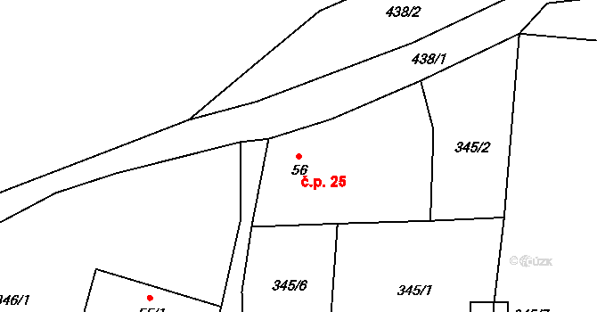Režný Újezd 25, Velemín na parcele st. 56 v KÚ Boreč u Lovosic, Katastrální mapa