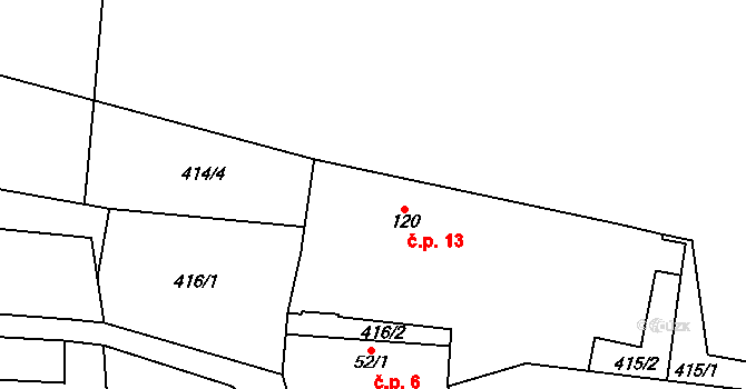 Libín 13, Šárovcova Lhota na parcele st. 120 v KÚ Šárovcova Lhota, Katastrální mapa