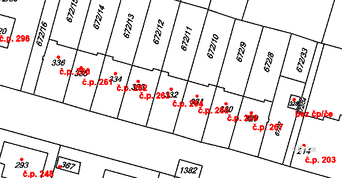 Krchleby 264 na parcele st. 332 v KÚ Krchleby u Nymburka, Katastrální mapa