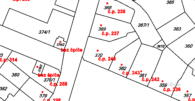 Klášterec nad Ohří 248 na parcele st. 370 v KÚ Klášterec nad Ohří, Katastrální mapa