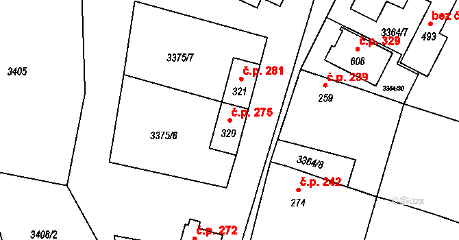 Opatov 275 na parcele st. 320 v KÚ Opatov na Moravě, Katastrální mapa