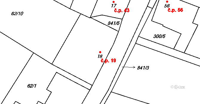 Pálovice 19 na parcele st. 18 v KÚ Pálovice, Katastrální mapa