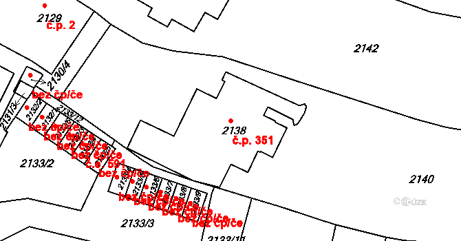 Pisárky 351, Brno na parcele st. 2138 v KÚ Pisárky, Katastrální mapa