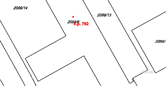 Paskov 762 na parcele st. 2089/8 v KÚ Paskov, Katastrální mapa