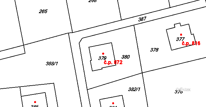 Vendryně 872 na parcele st. 379 v KÚ Vendryně, Katastrální mapa