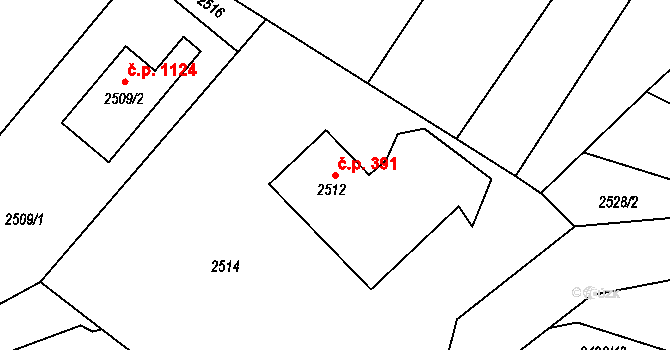 Jablunkov 391 na parcele st. 2512 v KÚ Jablunkov, Katastrální mapa