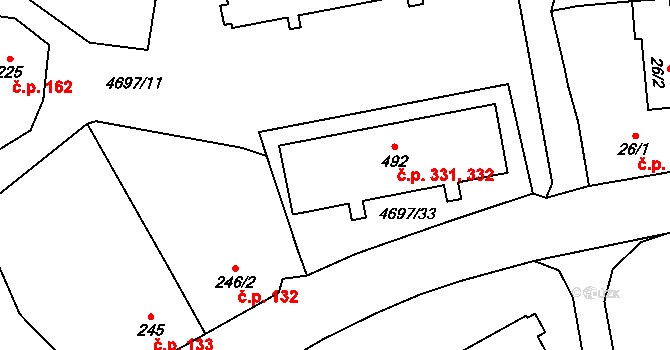 Bochov 331,332 na parcele st. 492 v KÚ Bochov, Katastrální mapa