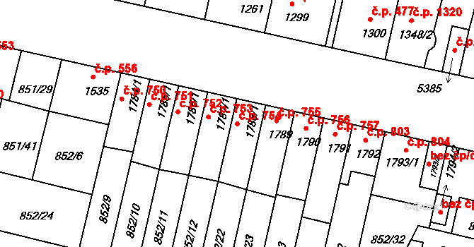 Mladá Boleslav III 754, Mladá Boleslav na parcele st. 1788/1 v KÚ Mladá Boleslav, Katastrální mapa