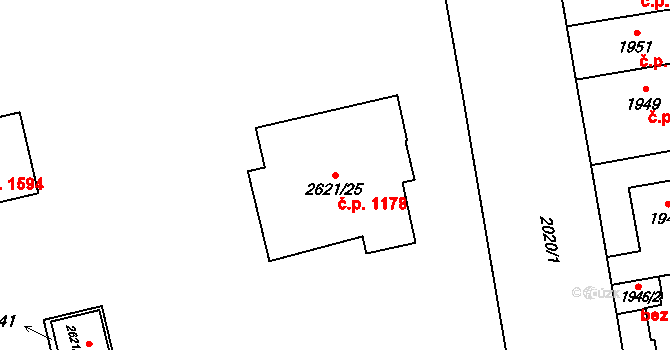 Kobylisy 1178, Praha na parcele st. 2621/25 v KÚ Kobylisy, Katastrální mapa