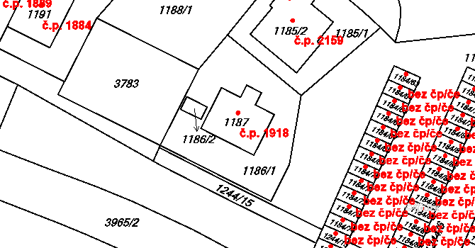 Libeň 1918, Praha na parcele st. 1187 v KÚ Libeň, Katastrální mapa