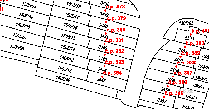 Kryblice 382, Trutnov na parcele st. 3443 v KÚ Trutnov, Katastrální mapa