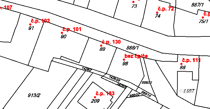 Maršov 130 na parcele st. 89 v KÚ Maršov u Veverské Bítýšky, Katastrální mapa