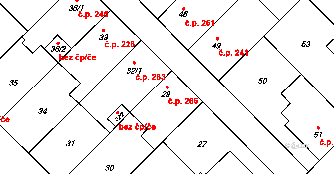 Zbýšov 266 na parcele st. 29 v KÚ Zbýšov u Oslavan, Katastrální mapa