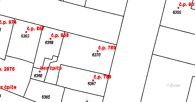 Jižní Předměstí 789, Plzeň na parcele st. 6370 v KÚ Plzeň, Katastrální mapa