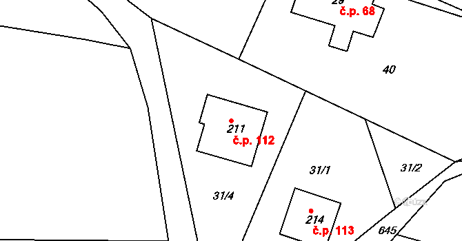 Černovír 112, Ústí nad Orlicí na parcele st. 211 v KÚ Černovír u Ústí nad Orlicí, Katastrální mapa