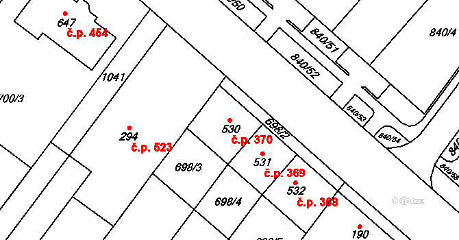 Držovice 370 na parcele st. 530 v KÚ Držovice na Moravě, Katastrální mapa