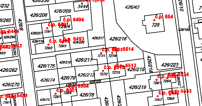 Otrokovice 6511 na parcele st. 727/1 v KÚ Otrokovice, Katastrální mapa
